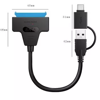 Кабель 2 в 1 SATA III — USB 3.0 Кабель для внешнего жесткого диска USB C — Serial ATA 22pin Конвертер Кабель для жесткого диска для 2,5 HDD/SSD Кабель