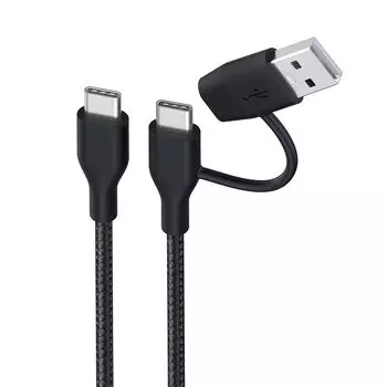 Кабель Acbands USB Type C 2 в 1, 1,2 м, 60 Вт, совместимый с PD, прочный плетеный кабель USB-A+C и USB-C Taipushi Rapid Cable [MacBook/ipad pro/Galaxy/iphone 15]