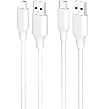 Кабель Acbands USB Type C [Комплект из 2 шт. / 0,25 м + 0,5 м, белый] Гибкий кабель для передачи данных из силиконового материала 3A, совместимый с QC3.0, USB-A и USB-C, Гладкий и мягкий кабель для передачи данных