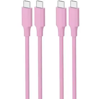 Кабель Acbands USB Type C [Набор из 2 шт. / 0,25 м + 0,5 м, розовый] 60 Вт PD-совместимый силиконовый гибкий кабель для передачи данных USB-C и USB-C Гладкий и мягкий кабель для передачи данных