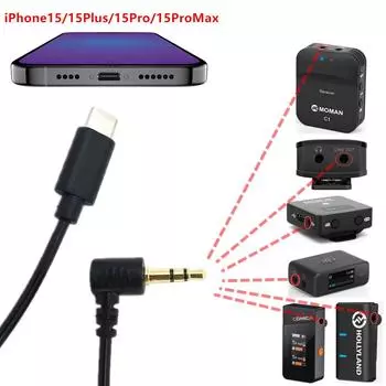 Кабель-адаптер 3,5 TRS на USB-C для iPhone 15 Plus Pro Max и DJI BOYA Sony Rode