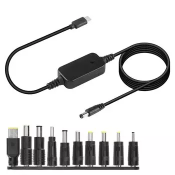 Кабель-адаптер CERRXIAN USB C - DC PD, 10-контактный разъем для кабеля питания постоянного тока, выходное регулируемое напряжение, кабель для быстрой зарядки PD (с чипсами) Type-C