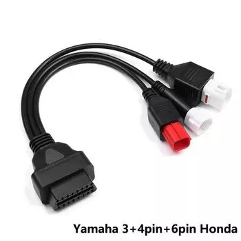 Кабель-адаптер для мотоциклов Yamaha и Honda с 3+4+6-контактными соединениями к OBD 16-контактному. Yamaha 3pin