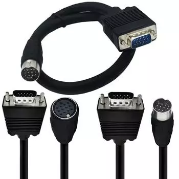 Кабель-адаптер для передачи видеоданных VGA - DIN13 Core Кабель DB15 - DIN13p Кабель DB15RS232 - PS2 50Cm