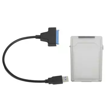 Кабель-адаптер для жесткого диска 2,5 дюйма SATA USB3.0 HDDSSD Conversion Cable с защитным боксомRed серый