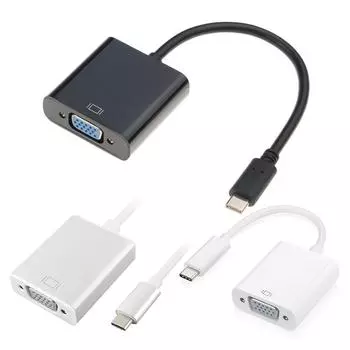 Кабель-адаптер конвертера типа C в VGA USB 3.1 Видеоконвертер 1080P FHD для Macbook 12 дюймов Chromebook Pixel Lumia 950XL Black