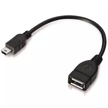 Кабель-адаптер Mini USB 5-pin to USB 2.0 AF OTG, длина: 12см(черный) чёрный