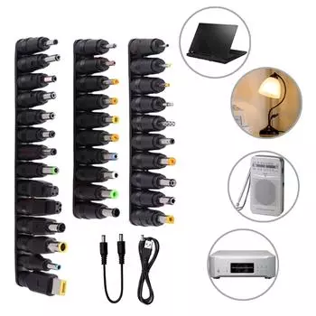 Кабель-адаптер питания DC5,5x2,1 мм для вилок Famele 5,5x2,5 мм, 1 шт. Кабель, 34 адаптера для зарядки ноутбуков