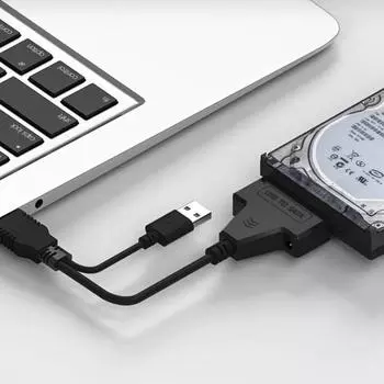Кабель-адаптер Sata-USB2.0 для внешних твердотельных накопителей Sata 2,5 дюйма чёрный