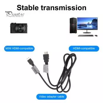 Кабель-адаптер, совместимый с HDMI, 1,2 метра, поддержка 1080P 4K, защита от помех, высокая четкость, кабель Mini-HDMI-совместимый с HDMI-совместимым 2.0 для дома чёрный