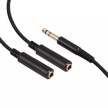 Кабель-адаптер стерео TRS 6,35 мм «папа» — «двойное гнездо», 0,3 м 30cm чёрный