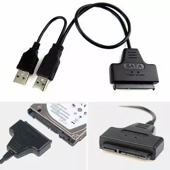 Кабель-адаптер USB 2.0 в SATA для жесткого диска 2,5 SATA HDD чёрный