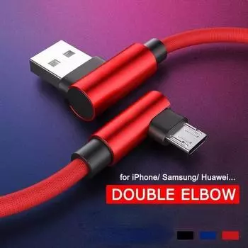 Кабель Android Lightning Type C USB-C для зарядки данных Быстрое зарядное устройство для телефона Samsung Huawei 0.35M Micro USB чёрный
