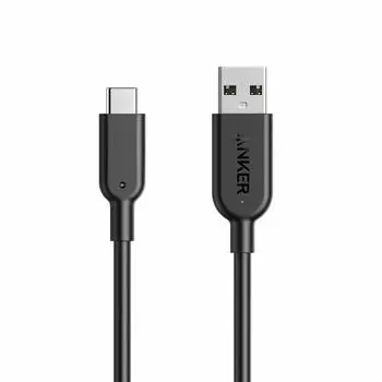 Кабель Anker PowerLine II Galaxy S10 S9 iPad Pro iPad Air 5 Совместимость с Air и другими устройствами USB-C и USB-A 3.1(Ген2) (0,9 м Черный) [USB-IF