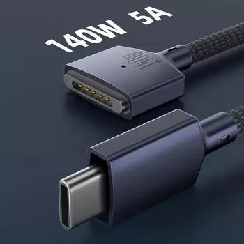Кабель Byscoon 140 Вт PD для Magsafe 3 Магнитный кабель для Macbook Pro Air 13 14 16 M1 M2 Светодиодные индикаторы Адаптер шнура для быстрой зарядки 2m синий