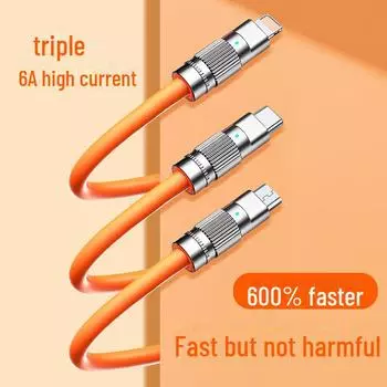 Кабель быстрой зарядки JIKE 3-в-1 мощностью 120 Вт для устройств Huawei, Android и Apple No packaging