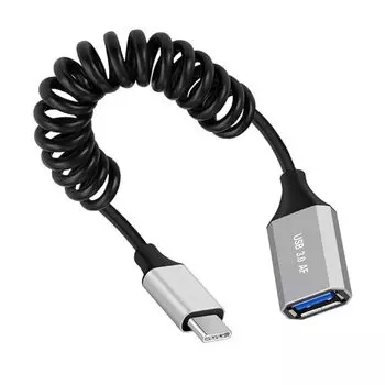 Кабель CY USB-C тип C от хоста USB3.0-A женский OTG растягивающаяся катушка 100 см удлинитель 5 Гбит/с диск телефон камера для данных