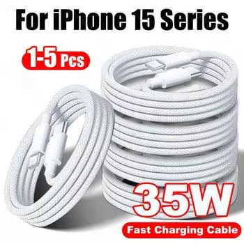 Кабель для быстрой зарядки 35 Вт для Apple iPhone 15 Pro Max USB C to Type C, зарядный кабель для аксессуаров для телефонов 15 Plus, провод передачи данных 1m