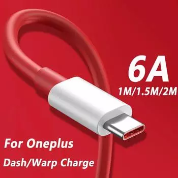 Кабель для быстрой зарядки 6A для Oneplus Nord Warp Charge Type-C Dash для One Plus 8 7 Pro 7t 7 T 6t 6 5t 5 3t 3 Warp Charger c to a 1m(3.3ft) красный