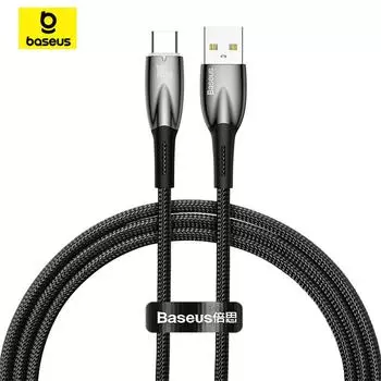 Кабель для быстрой зарядки данных серии Baseus Glimmer USB-Type-C, 100 Вт 2m чёрный