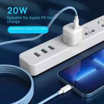 Кабель для быстрой зарядки iPhone 14 и 11 Pro мощностью 20 Вт, удлиненный разъем для подключения мобильного телефона PD fast charging cable 1m жёлтый