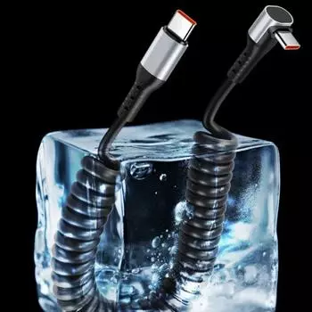 Кабель для быстрой зарядки под углом 90 градусов 6A Type C - Type C Кабель для зарядки смартфона Type C чёрный