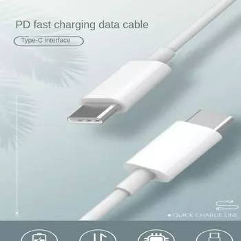 Кабель для быстрой зарядки USB-C — USB-C, кабель Type-C мощностью 60 Вт, для IPhone 15, iPad, Samsung Galaxy, планшетов, ноутбуков, 3,3 фута/6,6 фута. 1M-1pck белый