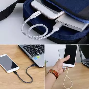 Кабель для быстрой зарядки USB-кабель для зарядного устройства для IPhone/Android/Type-C для IPhone Samsung Huawei RedMi 0.25m for Android фиолетовый