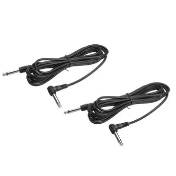 Кабель для гитарного инструмента uxcell 3M TRS Angle Electric Bass Cable Cord для бас-гитары Black 2pcs 6mm-6mm Straight-Right