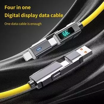 Кабель для мобильного телефона 2-в-2 66 Вт Pd для быстрой зарядки Usb C на Usb C на iPhone, подходит для iPhone, Ipad, Huawei, Xiaomi, Samsung, Redmi 1m белый