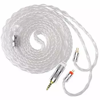 Кабель для наушников NICEHCK LitzPS Pro 4N 8-жильный, чистое серебро, 2-контактный металлический штекер, съемный кабель для обновления, улучшенное качество звука, мягкие наушники DIY