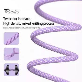 Кабель для передачи данных, 1 м, 3 А, универсальный светодиодный индикатор, широко совместимый QC3.0, нейлоновая оплетка для быстрой зарядки, шнур для зарядки мобильного телефона типа C для офиса Type-C синий