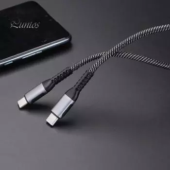 Кабель для передачи данных 2-в-1, быстрая зарядка 5A PD 100W Type-C - Type-C, зарядный шнур для ноутбука 100cm чёрный