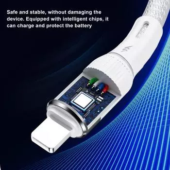 Кабель для передачи данных «3-в-1», 100 Вт, быстрая зарядка, максимальная защита аккумулятора 6 А, тип C/Micro USB/8-контактный эффективный зарядный кабель белый