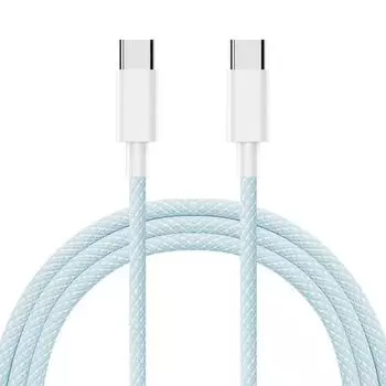 Кабель для передачи данных CC 60 Вт, быстрая зарядка для iPhone 15 16 Type-C — Type-C, суперзарядный кабель, телефонный нейлоновый кабель синий