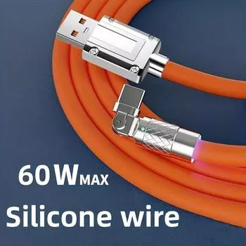 Кабель для передачи данных из цинкового сплава с вращением на 180 °, 6A силиконовый USB-кабель для быстрой зарядки For Micro