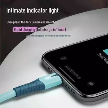 Кабель для передачи данных из жидкого силикона с подсветкой и функцией быстрой зарядки для Apple iPhone 6-14 1 meter, Type-c flat round розовый