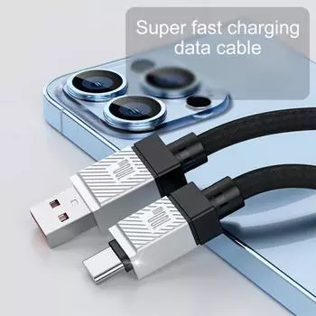 Кабель для передачи данных мощностью 100 Вт, быстрая зарядка, супер 480 Мбит/с, наклонная плетеная надежная высокоскоростная передача, зарядный кабель типа C/микро/8-контактный для Type-C чёрный
