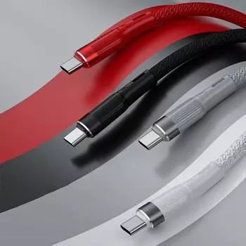 Кабель для передачи данных мощностью 66 Вт, сверхбыстрая зарядка 6A, высокоскоростная передача данных, 480 Мбит/с, утолщенный зарядный кабель типа C Android серый