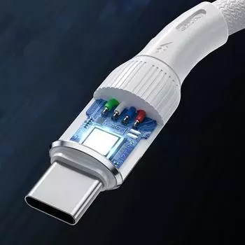 Кабель для передачи данных мощностью 66 Вт, быстрая зарядка 6A, супер 480 Мбит/с, высокоскоростная передача данных, утолщенная зарядка типа C Android серый