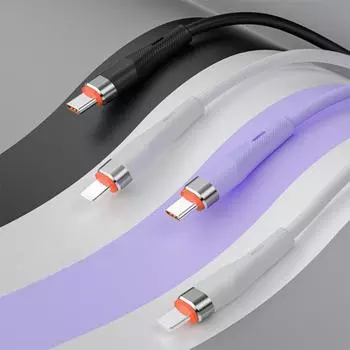 Кабель для передачи данных мощностью 66 Вт, зарядный кабель PD, быстрая высокоскоростная передача данных, конструкция с защитой от разрушения, зарядный кабель типа C Type-C чёрный