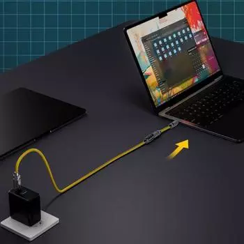 Кабель для передачи данных Ноутбук Type-C 40 Вт 20 Гбит/с 8K HD-совместимый Высокоскоростная передача данных Быстрая зарядка Plug And Play Пружинный провод Type-C Male to Male Spring Cable 1.8m