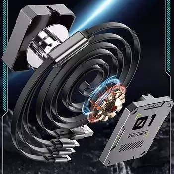 Кабель для передачи данных One-To-Three, быстрая зарядка, высококачественный телескопический кабель для передачи данных мощностью 66 Вт, подходит для iOS, Android, Typec зелёный