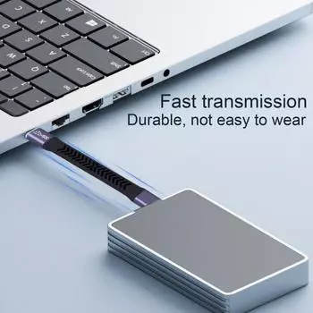 Кабель для передачи данных от типа C к типу C USB3.2 Gen2 для передачи данных Гибкий встроенный литой кабель для жесткого диска Удлинительный кабель USB3 Высокоскоростной кабель для быстрой зарядки 20G чёрный