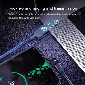 Кабель для передачи данных, плетеный нейлоновый шнур с защитой от наматывания, тип C, вращающийся на 180 градусов, зарядный шнур для телефона 0.5M фиолетовый