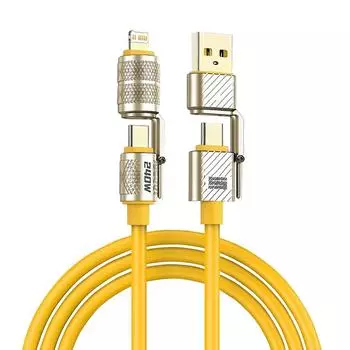 Кабель для передачи данных с супербыстрой зарядкой 4-в-1 240 Вт Type-C на Type-C Кабель из цинкового сплава для iPhone15 16 17 Samsung Huawei Xiaomi 1m золотой