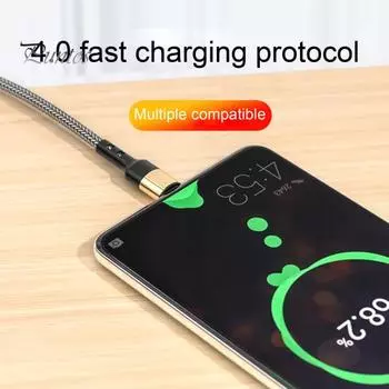 Кабель для передачи данных Safe PD 60 Вт 1,2 м от типа C до типа C для мобильного телефона, ноутбука, шнур быстрого зарядного устройства для Huawei чёрный