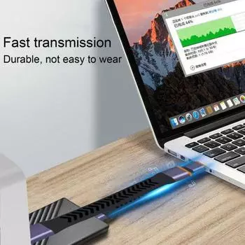 Кабель для передачи данных типа C USB3.2 Gen2 для передачи данных Гибкий встроенный литой кабель для жесткого диска Удлинительный кабель USB3 Высокоскоростной кабель для быстрой зарядки 40G чёрный