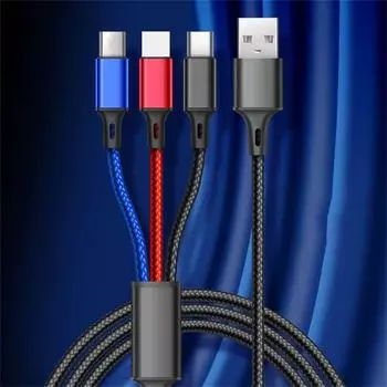 Кабель для передачи данных Зарядное устройство Powerbank Кабель для зарядки Micro USB Провод для быстрой зарядки Кабель для передачи данных Кабель USB 3 в 1 3 in 1