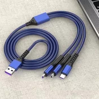 Кабель для сверхбыстрой зарядки и передачи данных «три в одном», 66 Вт/5 А, для телефонов Android Typec чёрный